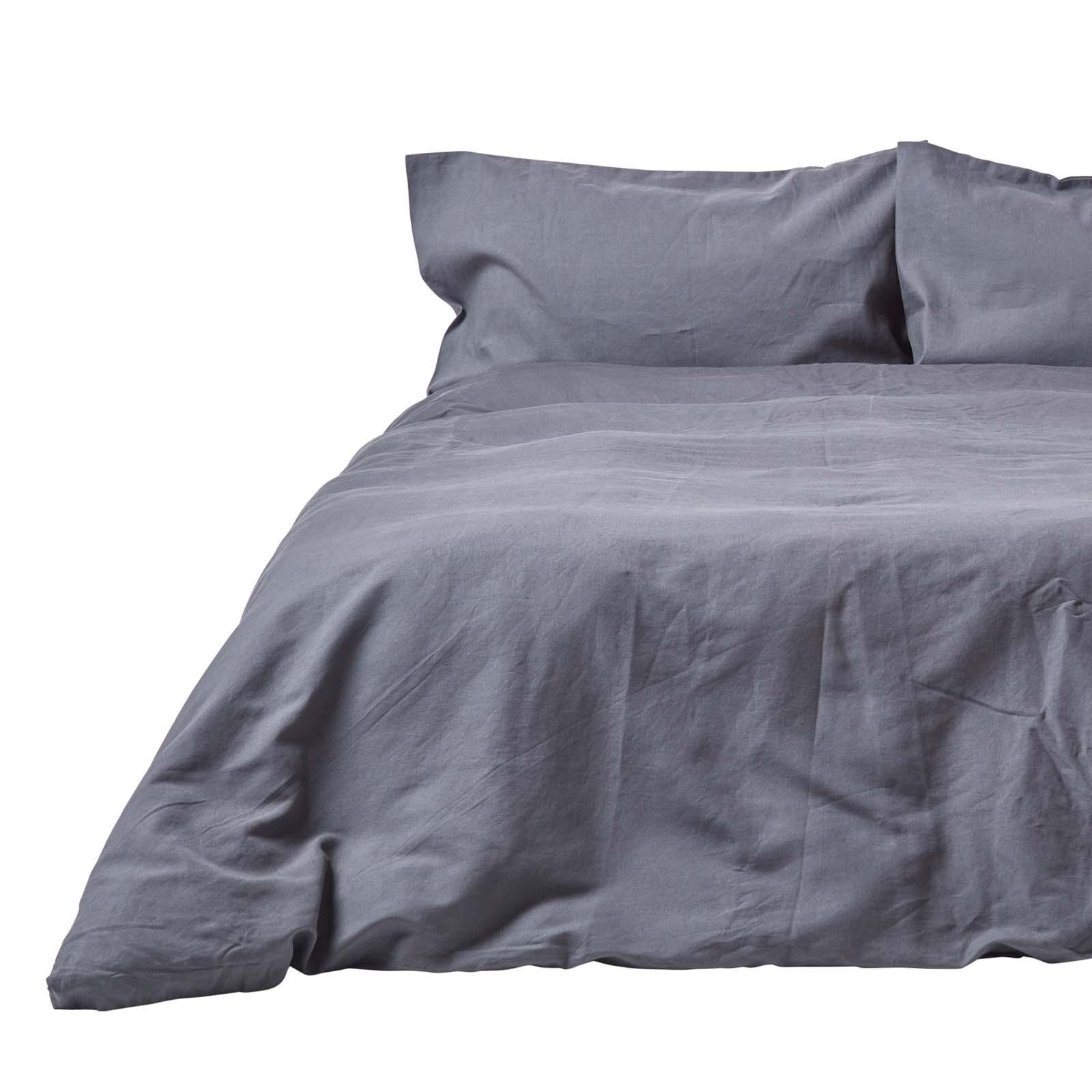 BETTWÄSCHE Leinen - Dunkelgrau, Textil (260/220cm) - Homescapes