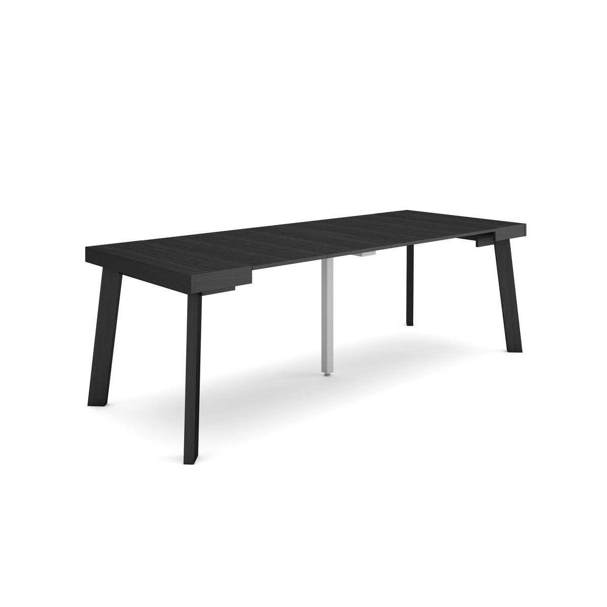 ESSTISCH ausziehbar 58 bis 222cm, für 10 Gäste, schwarz, 58/90/73cm - Schwarz, Holzwerkstoff (90/222/73cm) - Skraut Home