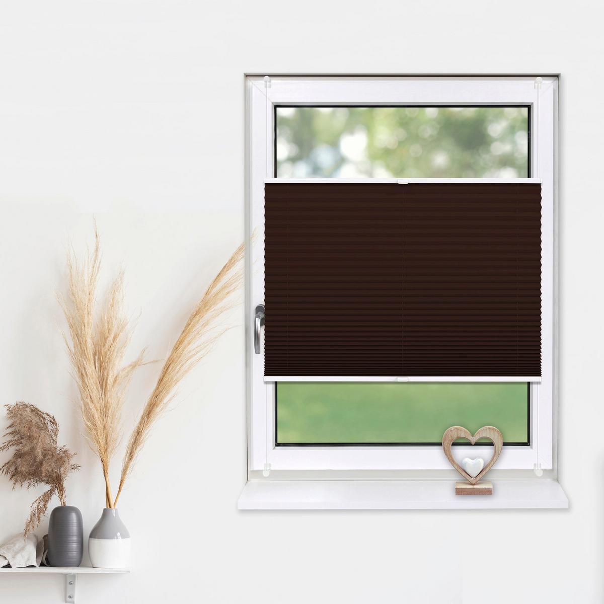 PLISSEE Basic 115 x 150cm Klemmfix ohne Bohren - Dunkelbraun, Textil (115/150cm) - Deco-Raum