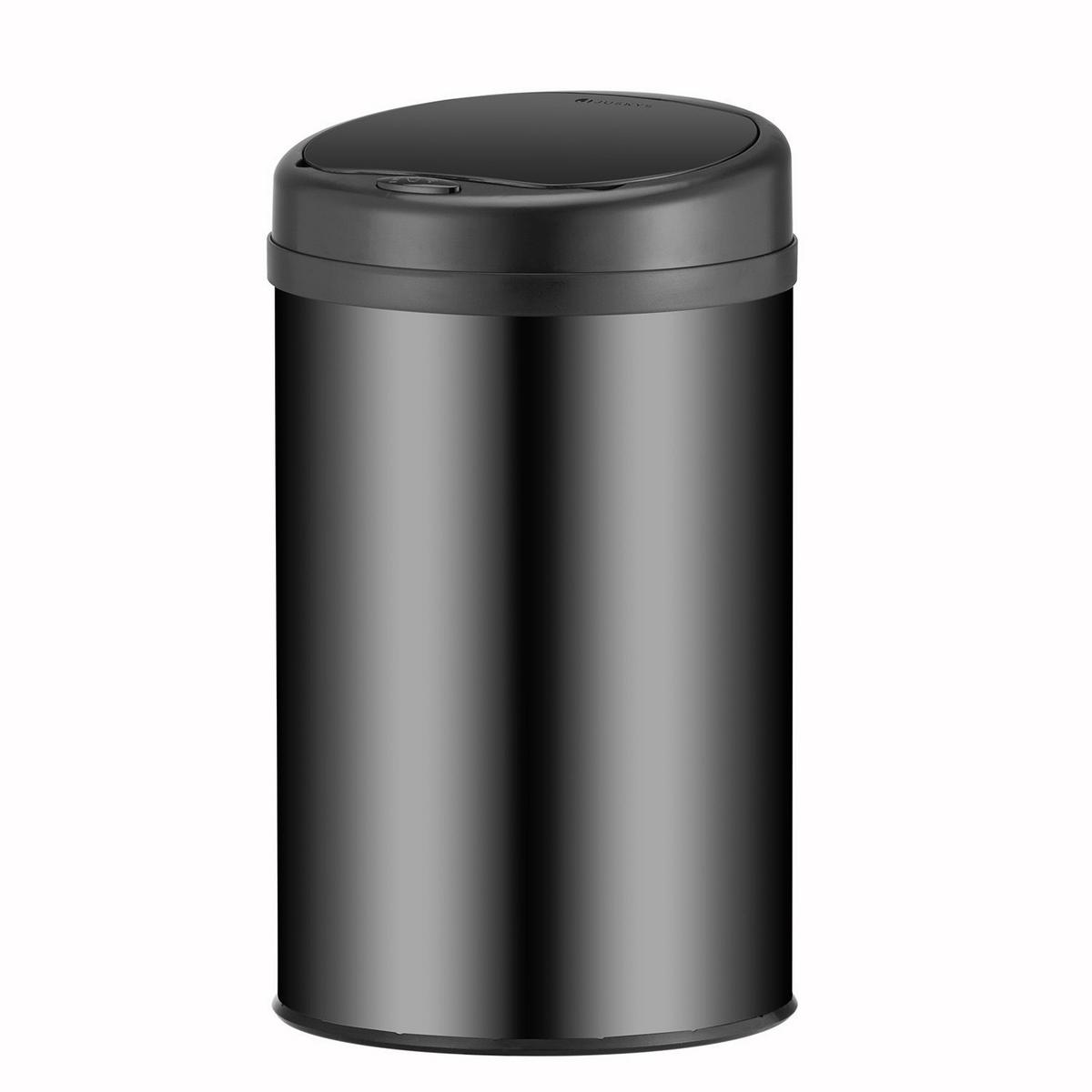 MÜLLEIMER rund 30L schwarz mit Sensor - Schwarz, Metall (31/52/31cm) - Juskys