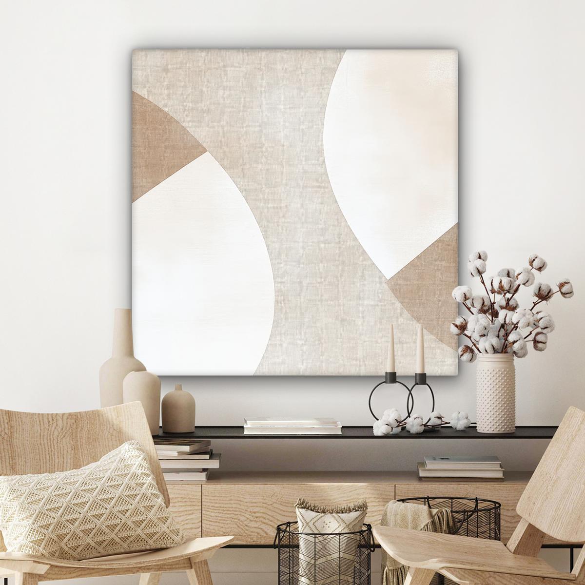 LEINWANDBILD Braun - Japandi - Abstrakt Deko Groß 90x90 cm - Sandfarben, Textil (90/90cm) - MuchoWow