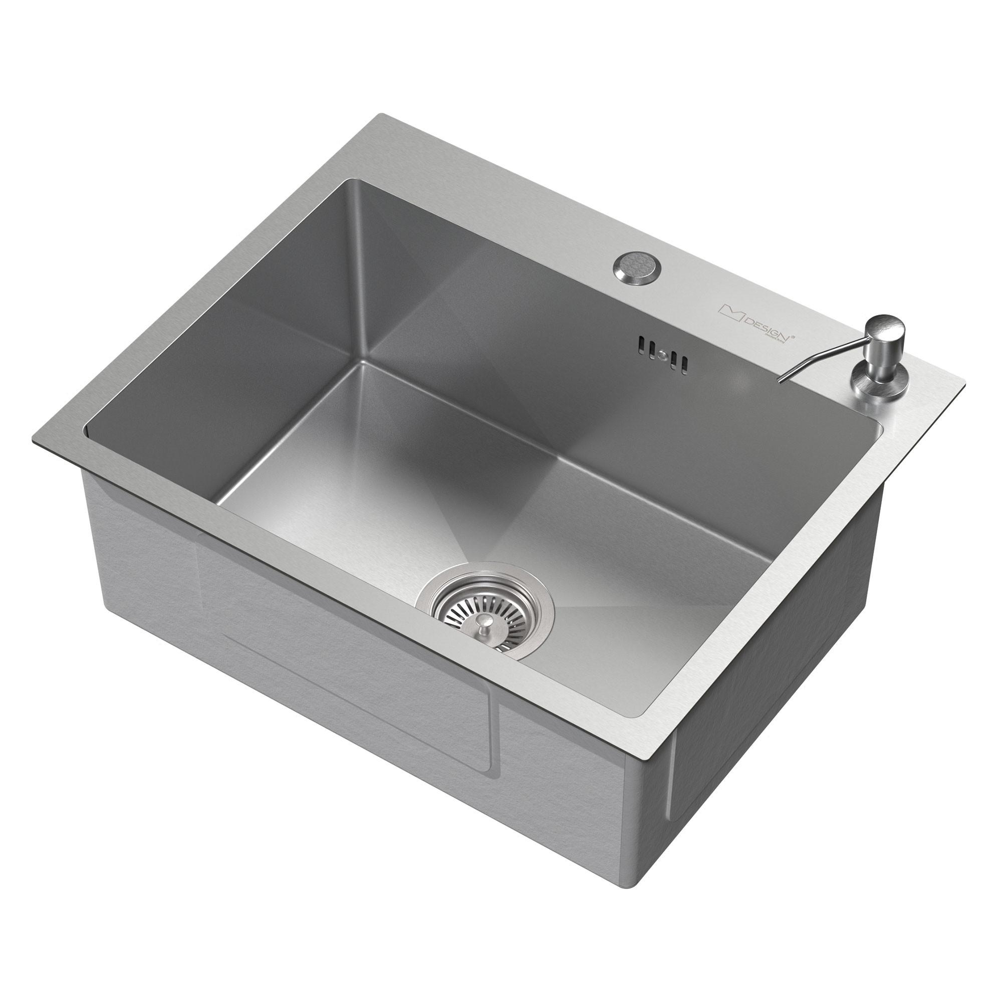 SPÜLBECKEN aus Edelstahl 55x45 cm mit Siphon und Seifenspender - Silberfarben, Metall (45/19/55cm) - ML-DESIGN
