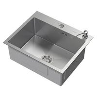 SPÜLBECKEN aus Edelstahl 55x45 cm mit Siphon und Seifenspender - Silberfarben, Metall (45/19/55cm) - ML-DESIGN