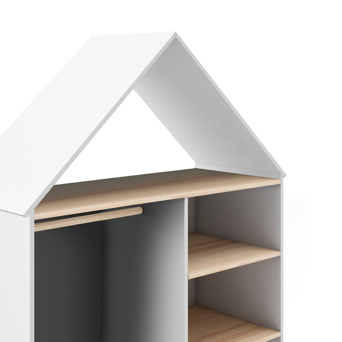 KLEIDERSCHRANK mit 3 Nischen, 1 Schublade und 1 Kleiderstange H180 cm 45/110/180 cm - Weiß, Holz (45/180/110cm) - Calicosy