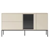 SIDEBOARD Bellezo mit beleuchteter Glasvitrine Creme 196 cm - Creme/Schwarz, Holzwerkstoff/Metall (166/85/41cm) - Selsey