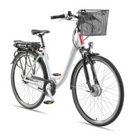 E-BIKE Cityrad Multitalent RC657 28 Zoll Elektrofahrrad 536,5 Wh Frontmotor 7-Gang-Kettenschaltung - Weiß, Metall (110cm) - Telefunken