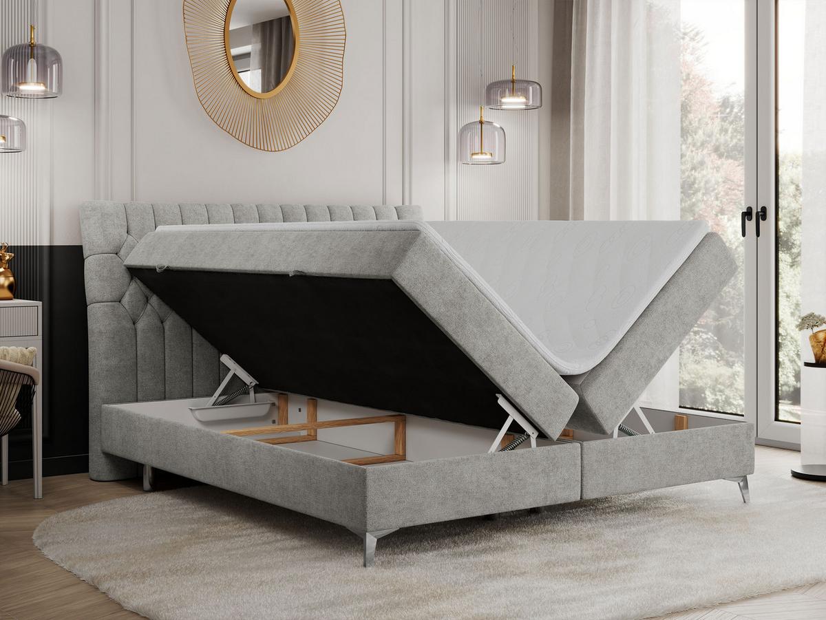 BOXBETT MILEN 120/200 Hellgrau Struktur - H3 - Hellgrau, Holz/Textil (120/200cm) - MKS