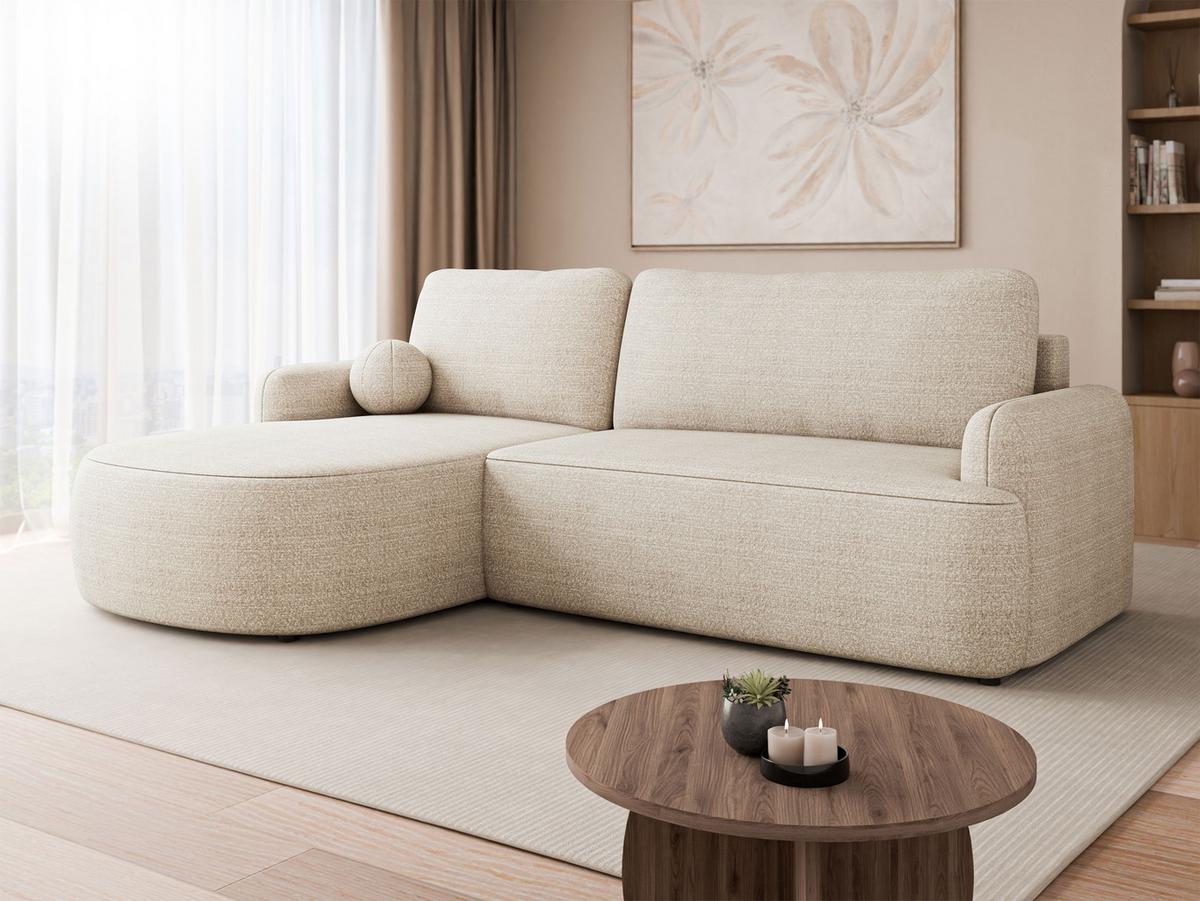 ECKSOFA Loridu, Seite: Links - Sandfarben/Schwarz, Holz/Kunststoff (250/174cm) - MIRJAN24