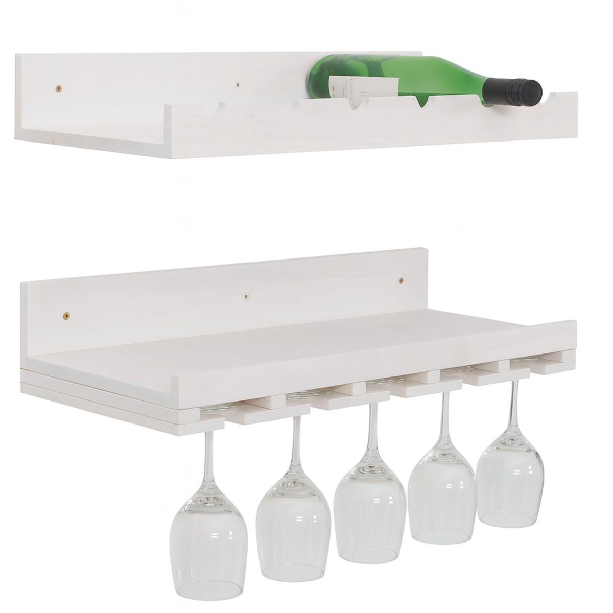 WEINREGAL Weiß 2er-Set-Set - Weiß, Holz (61/12/28cm) - MCW