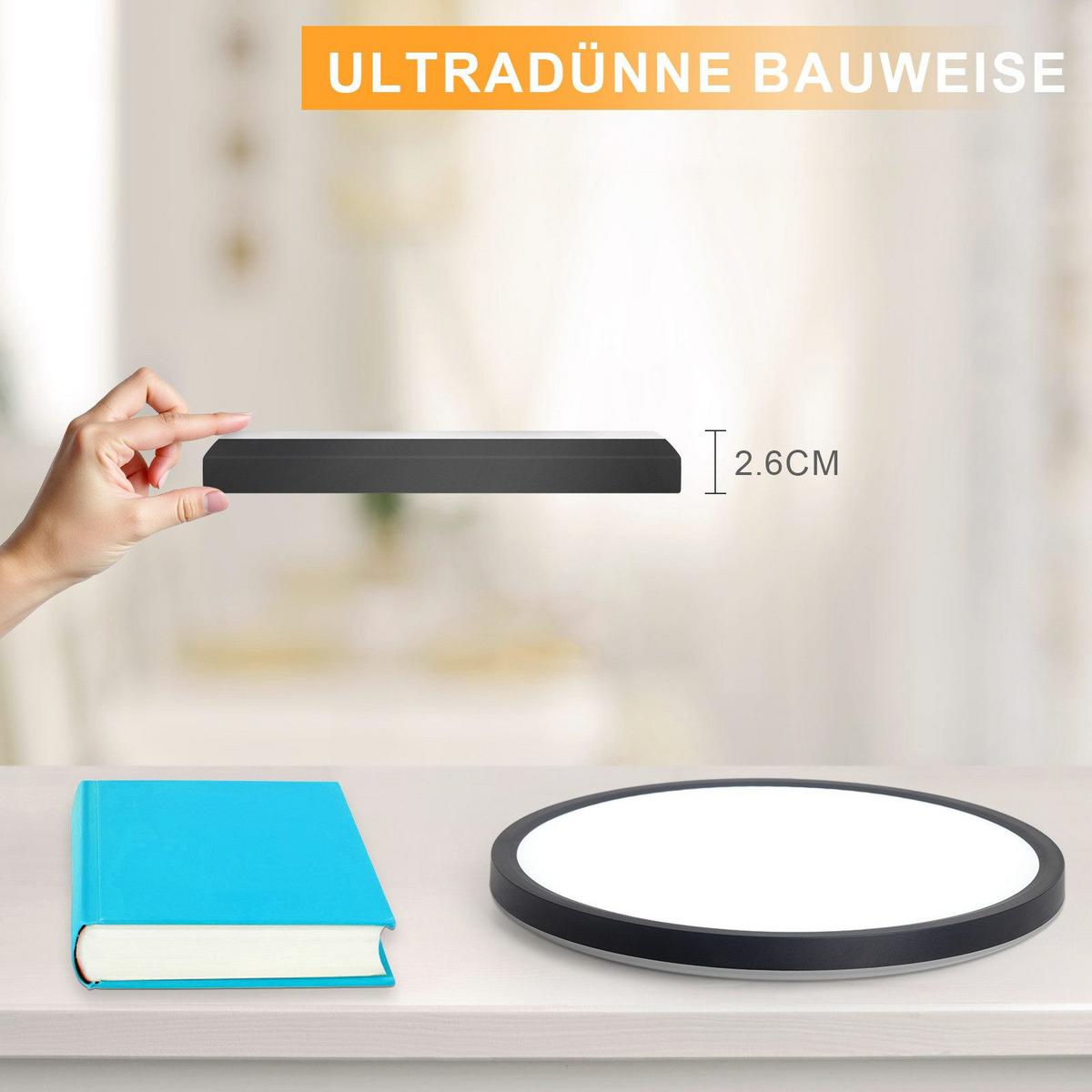 LED-DECKENLEUCHTE Mak 18/18/2.6 cm - Schwarz, Kunststoff (18/18/2.6cm) - Nettlife