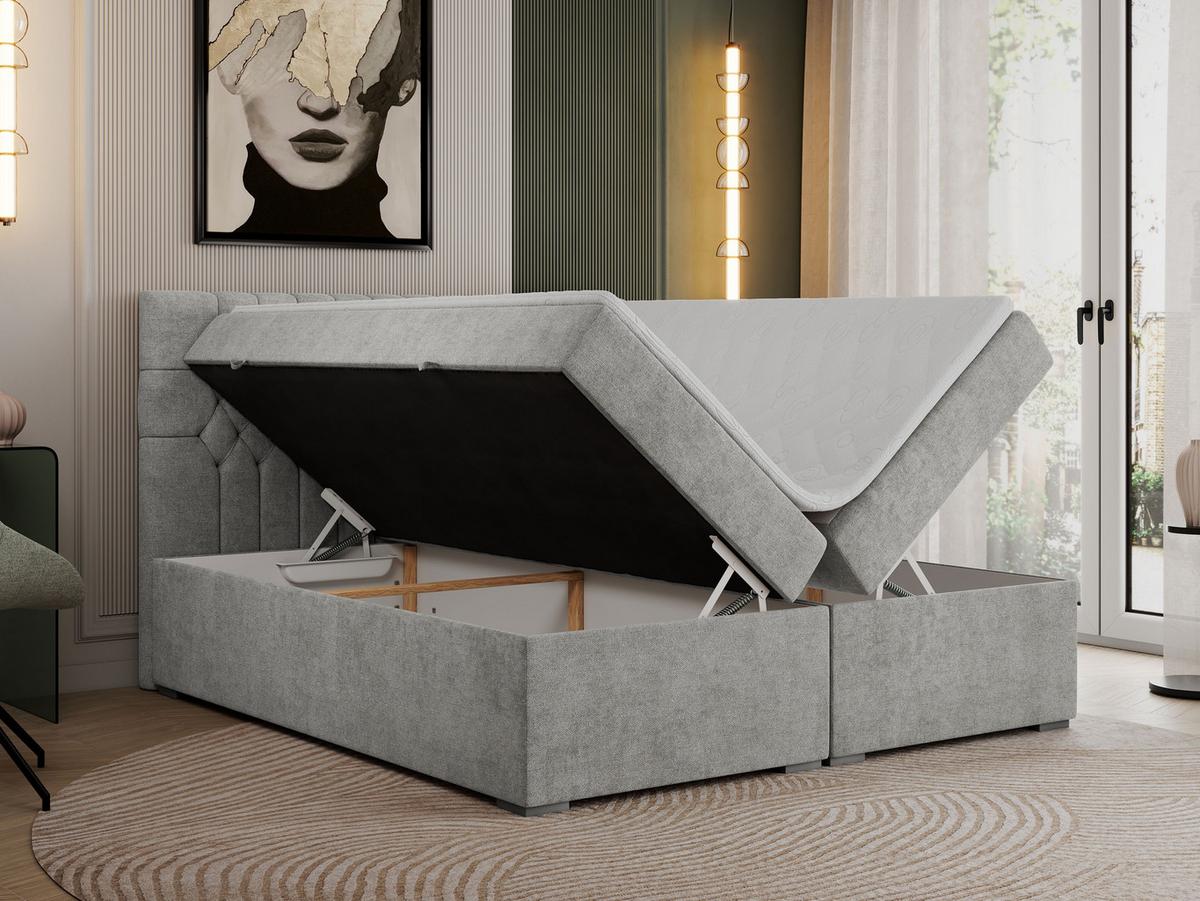 BOXBETT PERA 120/200 Hellgrau Struktur - H4 - Hellgrau, Holz/Textil (120/200cm) - MKS