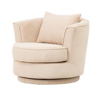 DREHSESSEL wollweiß Web-Velours, Sessel 360° drehbar inklusive Kissen - Creme/Weiß, Kunststoff/Textil (95/77/95cm)
