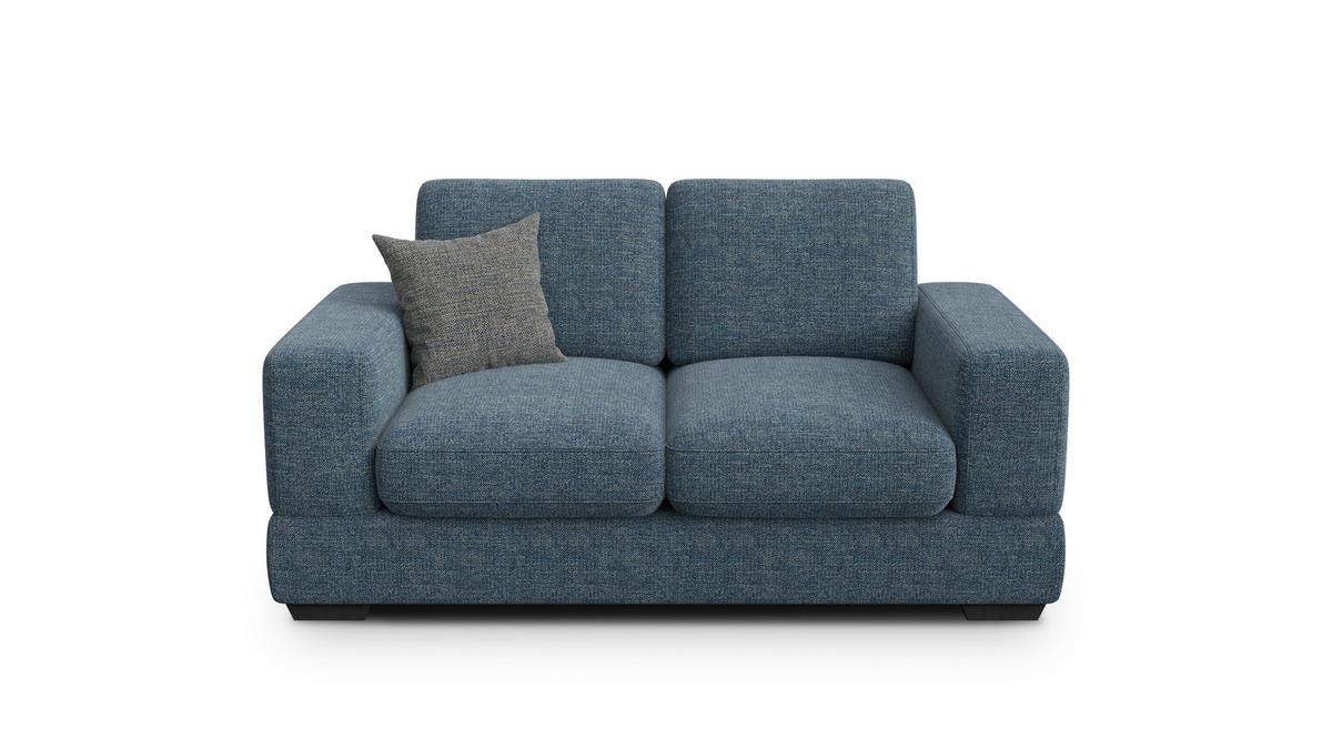 SOFA OTTO 2-Sitzer, marineblau - Blau/Schwarz, Holz/Textil (171/89/98cm) - Wozimo