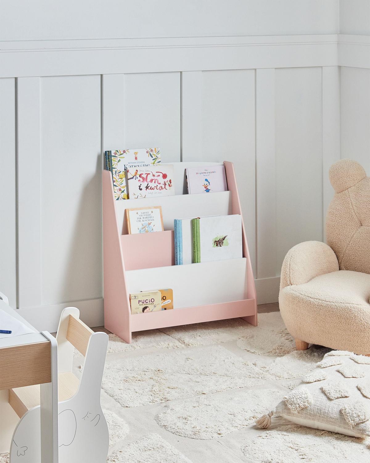 BÜCHERREGAL mit 4 Ebenen 70 cm Pastellrosa Liloet - Pink, Holzwerkstoff (61/70/30cm) - Beliani