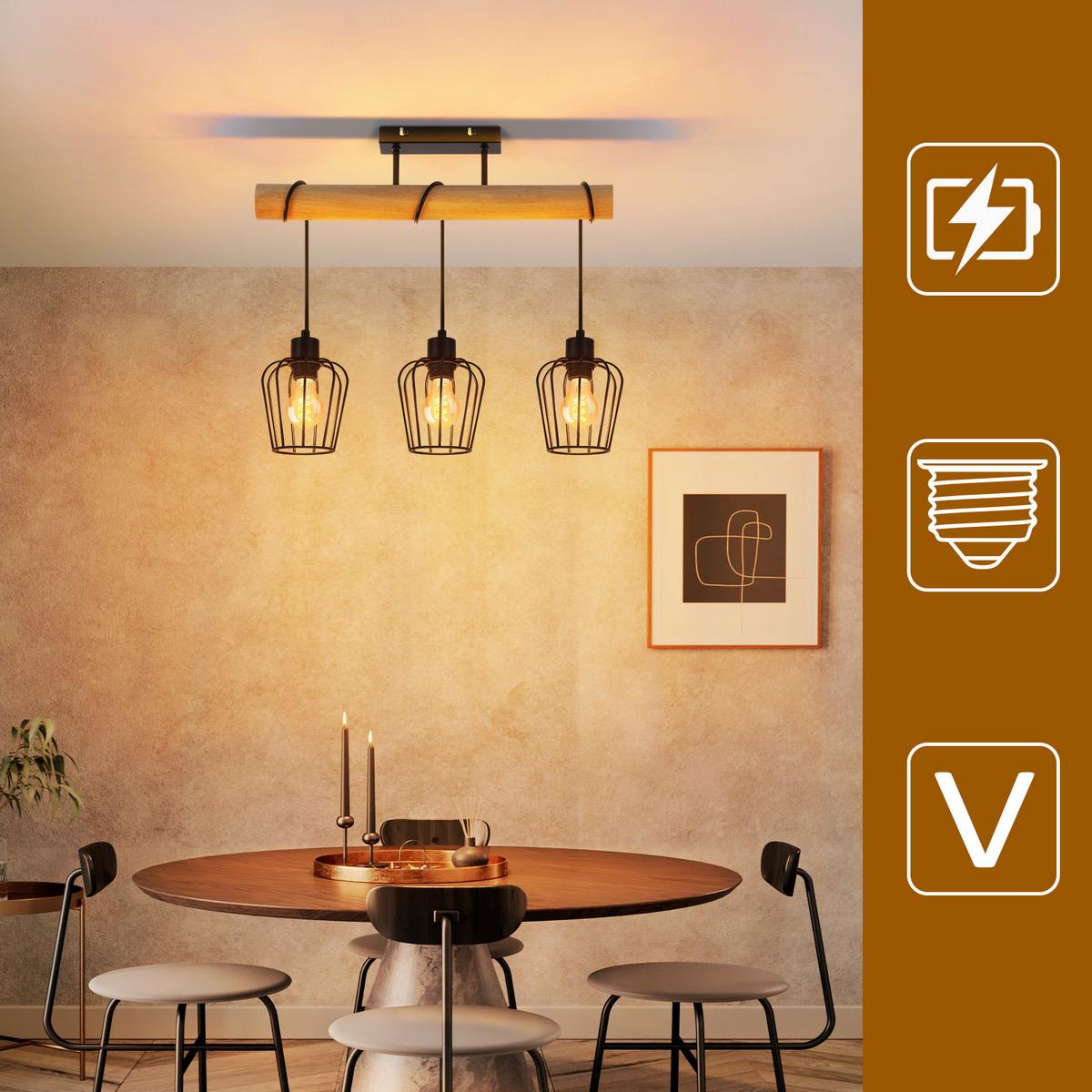 PENDELLEUCHTE Vivienneth 52/13/43 cm - Braun, Holz/Metall (52/13/43cm) - ZMH