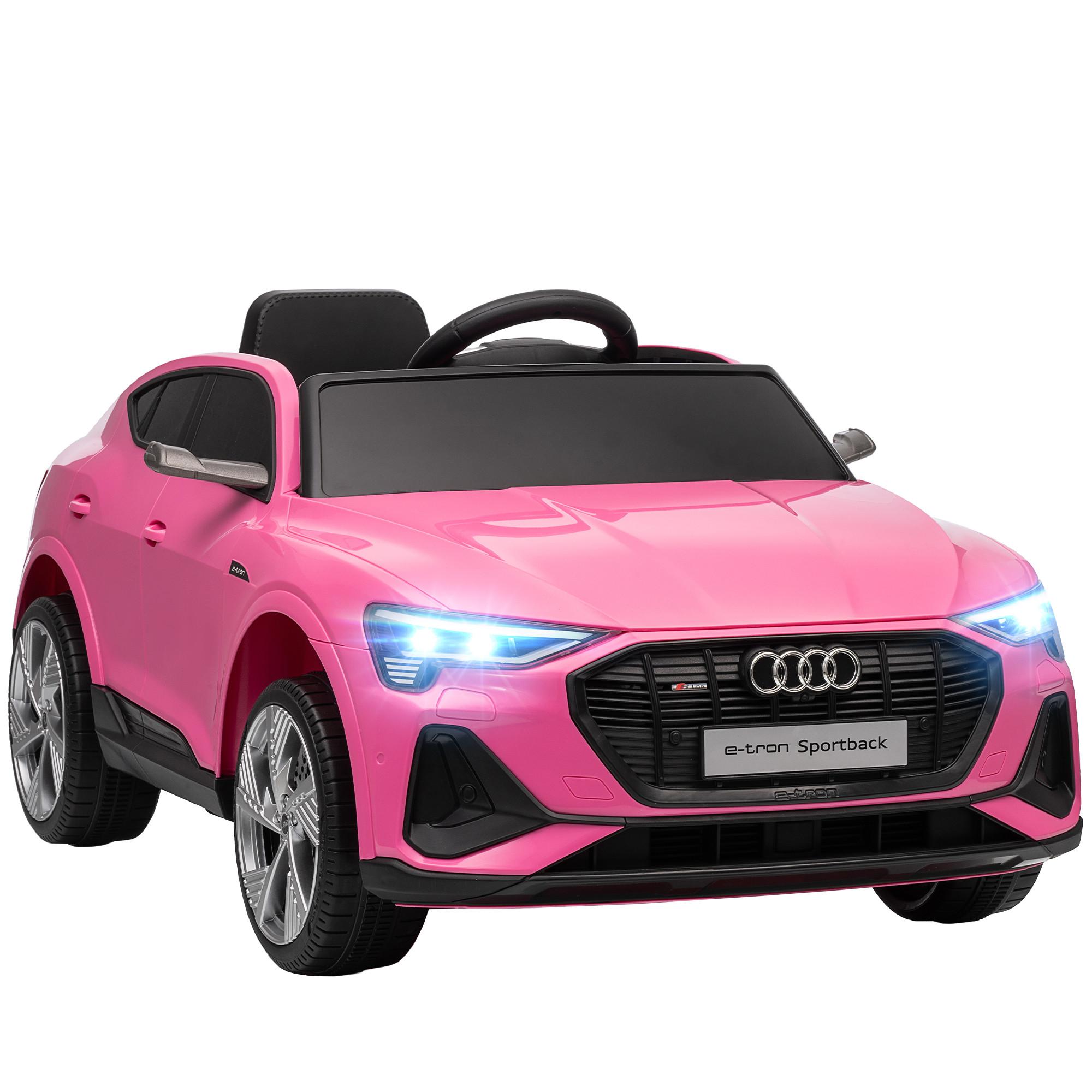 KINDER-ELEKTROAUTO 12V-Doppelmotor Hupe, Musik, LED-Scheinwerfer, Rücklichter ab 3 Jahre Rosa - Rosa, Metall (108/60/47cm) - HOMCOM