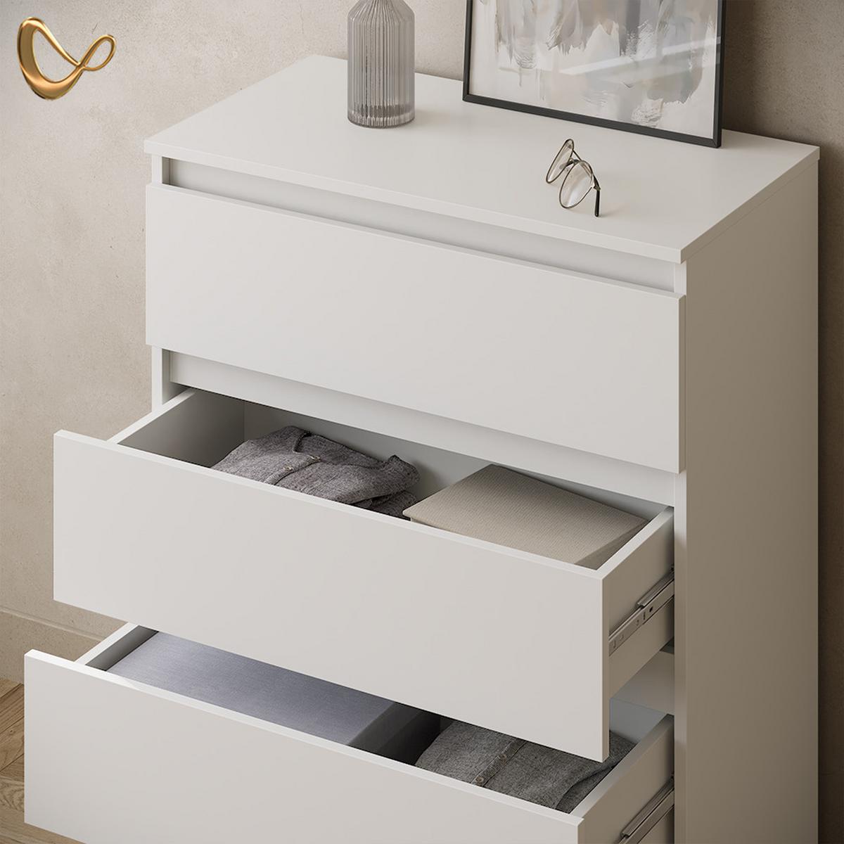 KOMMODE Garda Weiß 74 x 99.6 cm mit 4 Schubladen - Weiß, Holzwerkstoff (74/99.6/40cm) - Livinity®
