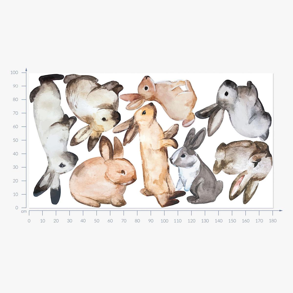 WANDAUFKLEBER 100x181cm - Hasenland - Multicolor, Kunststoff (100/181/0.1cm) - Wallfluent