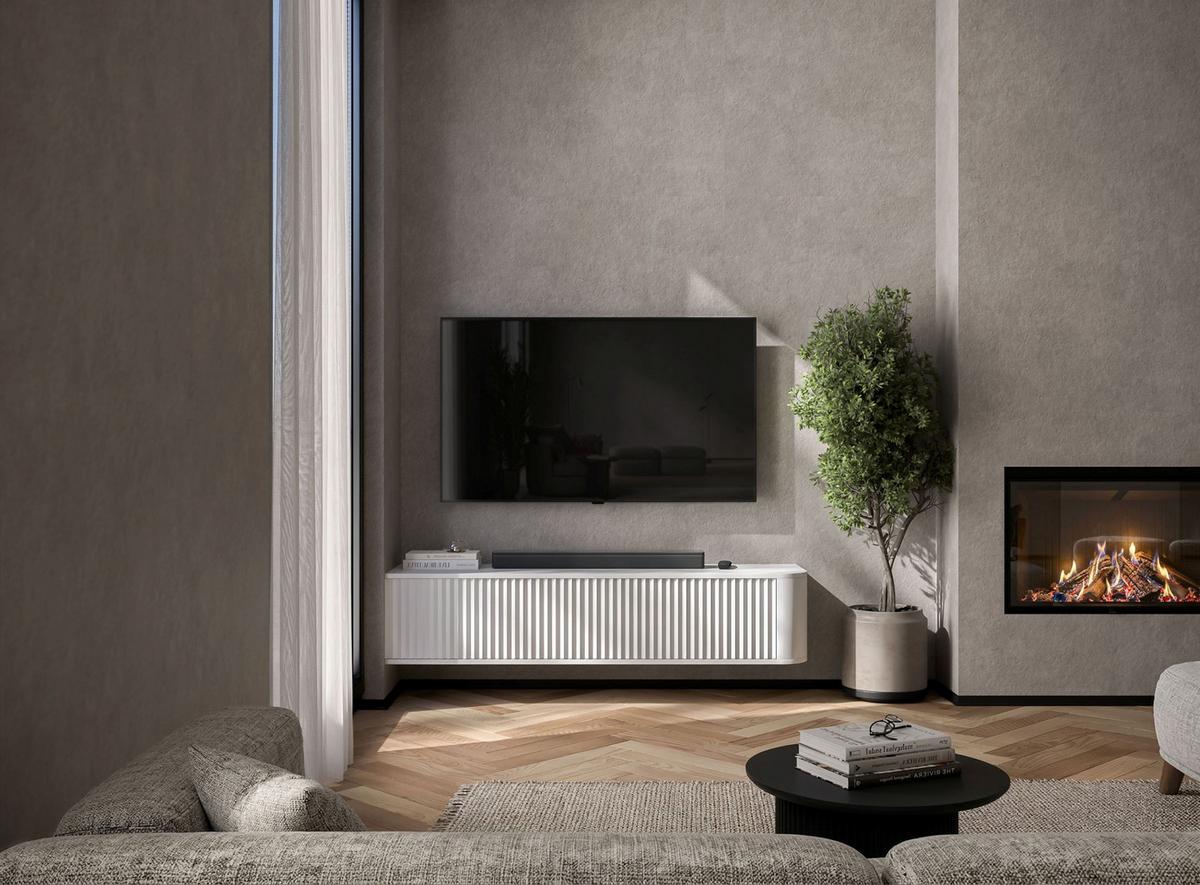 TV-LOWBOARD Aurora Weiß matt 140 cm - Weiß, Holzwerkstoff (140/30/35cm) - Meble Lindner