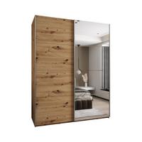 SCHWEBETÜRENSCHRANK 245,5/190/64 2-türig - Silberfarben/Eiche Artisan, Holz/Metall (190/245/64cm) - Abiks Möbel
