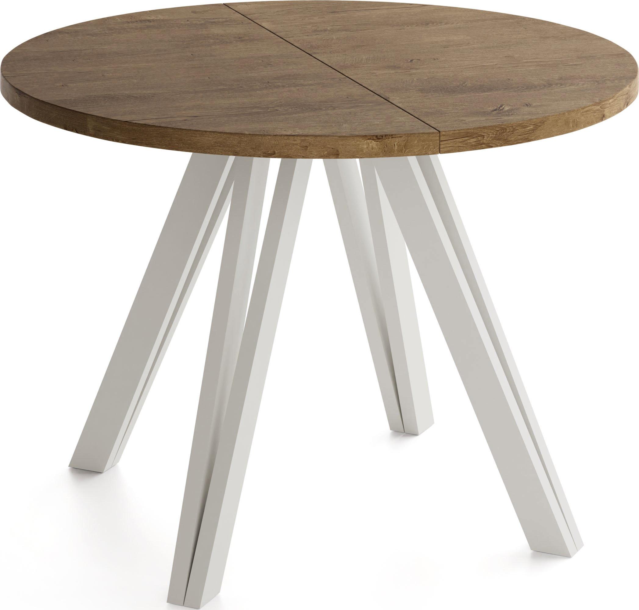 ESSTISCH Ravero runder ausziehbarer, Eiche Braun Rustikal 100-140/100/77 cm - Kaschmir/Alteiche, Holz/Holzwerkstoff (100/140/76.5cm) - WFL GROUP