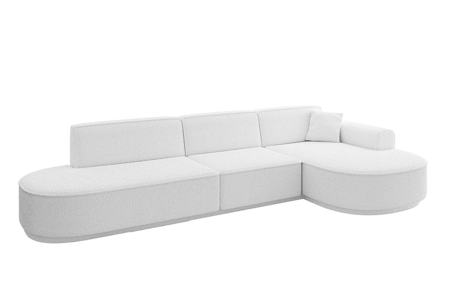 ECKSOFA Ottomane Rechts MARI-L2-v3 - 328x171x83 cm Weiß Bouclé - Schwarz/Weiß, Holzwerkstoff/Kunststoff (171/328cm) - ALTDECOR