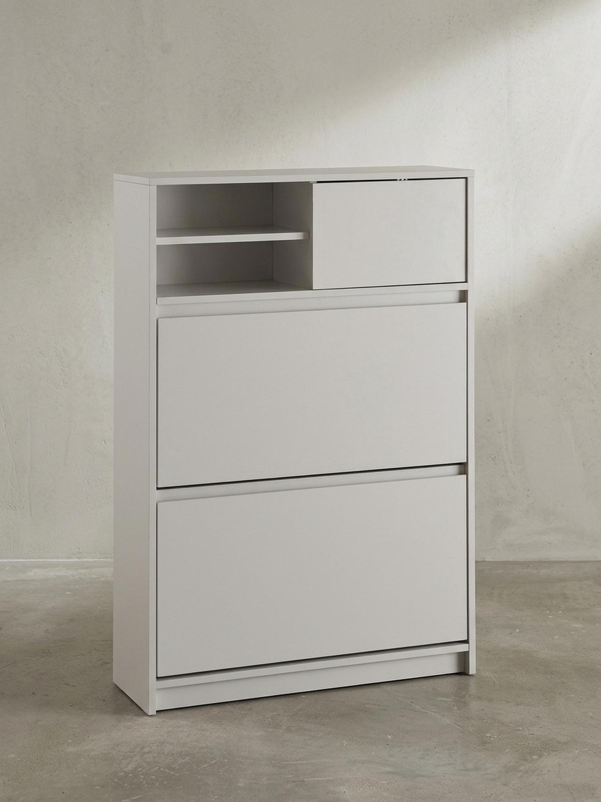 SCHUHSCHRANK – Weiß, 71x110x24 cm, Schuhkipper geschlossen, mit Ablage - Weiß, Metall (71/110/24cm) - KADIMA DESIGN