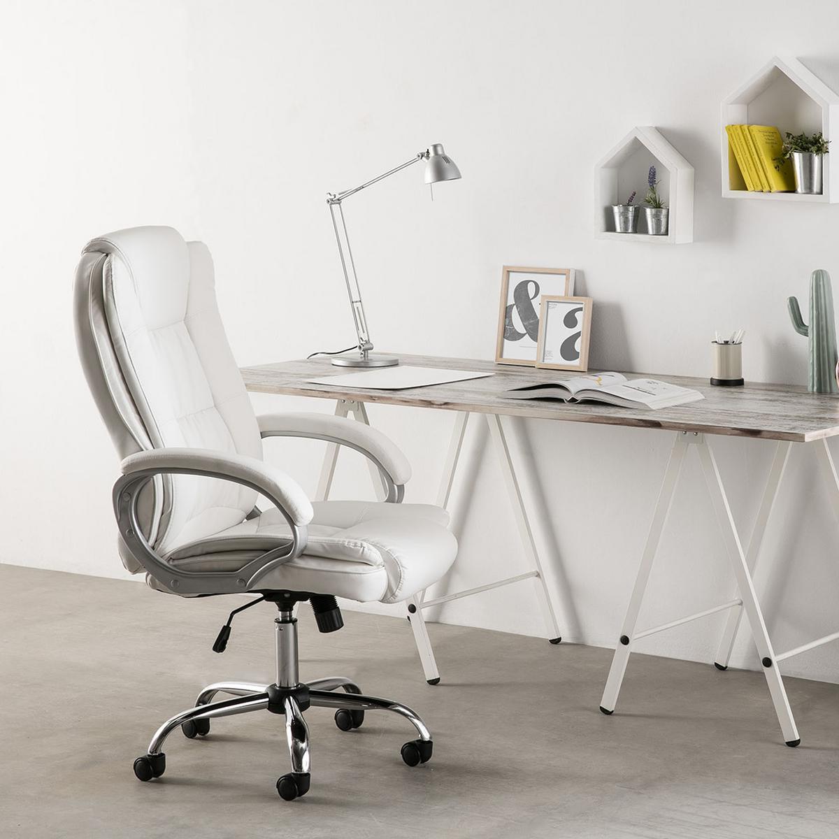 DREHSTUHL Karen Weiß - Weiß, Fell (68/110/72cm) - VS Venta-stock