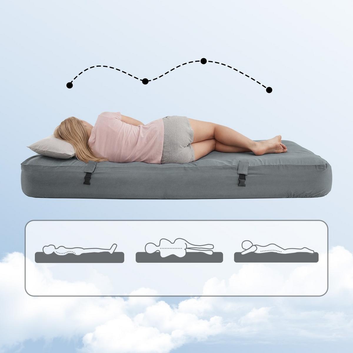 CAMPINGBETT mit Zelt und aufblasbarer Matratze OGS32-II-HG-TP - Ahornfarben, Fell (193.5/86cm) - SoBuy
