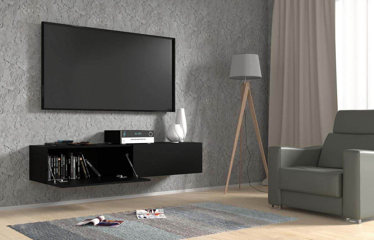 TV LOWBOARD Schwarz 160/30/40 - Schwarz, Holzwerkstoff (160/30/40cm) - RAUMHIRSCH FURNITURE