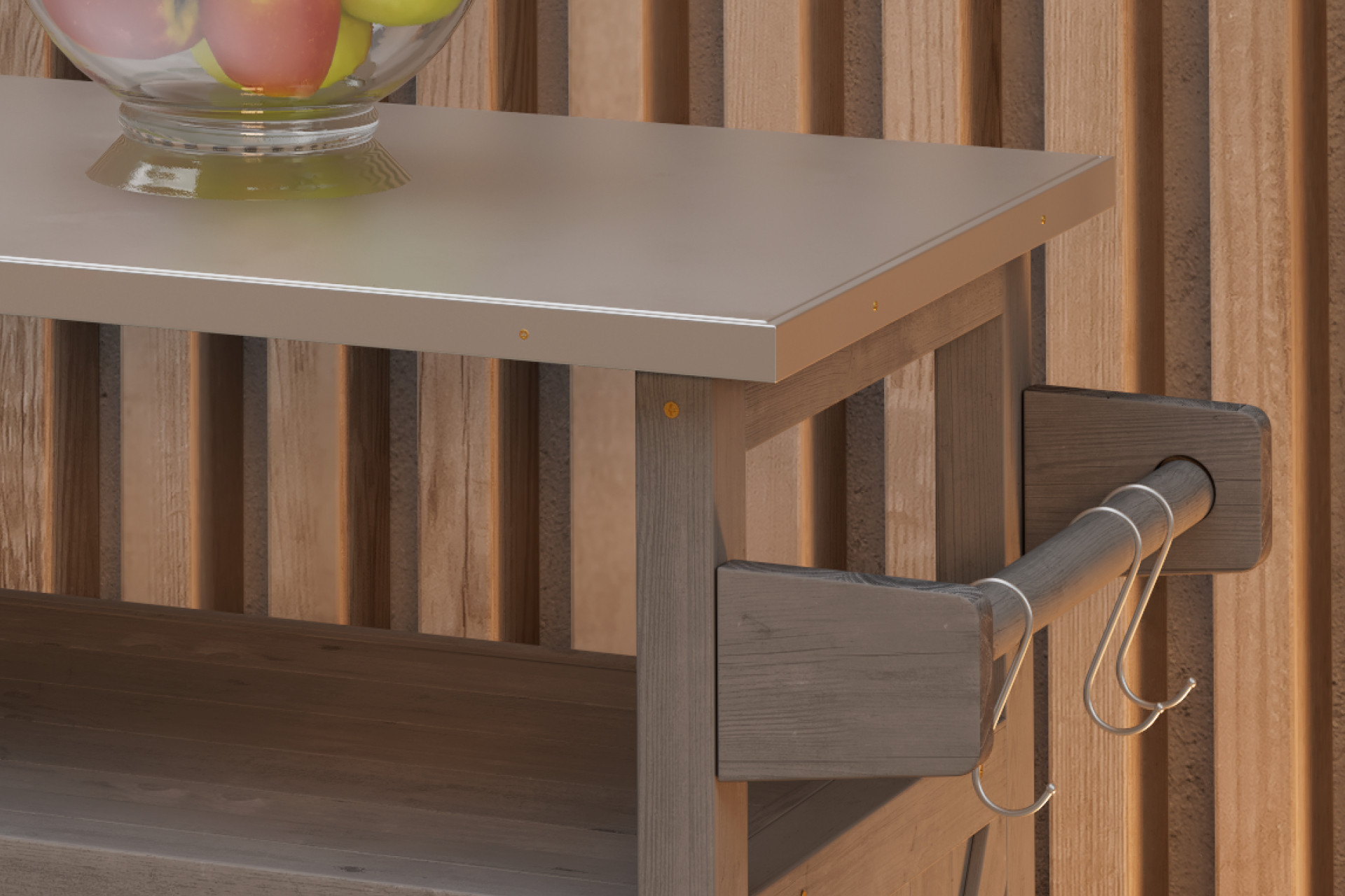 Gartenschrank Edelstahlplatte Haken 