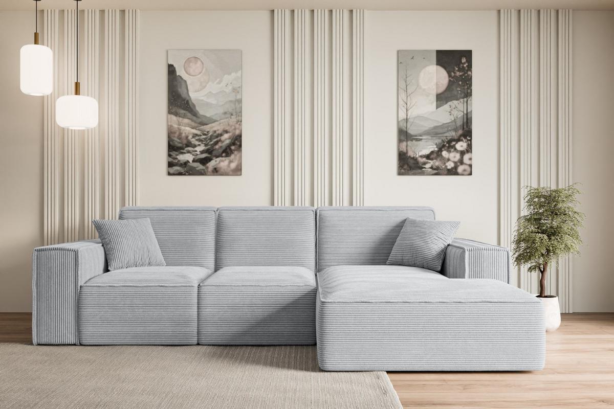 ECKSOFA Ottomane Rechts SERRA-L - 266x169x80 cm Grau Cord - Schwarz/Grau, Holzwerkstoff/Kunststoff (266/169cm) - ALTDECOR