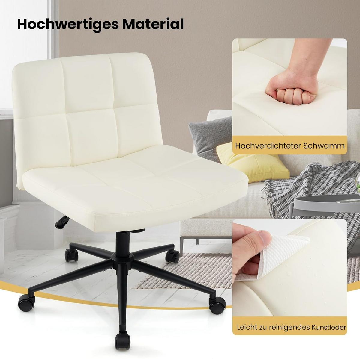 BÜROSTUHL Beige - Beige, Kunststoff (68/56/64cm) - COSTWAY