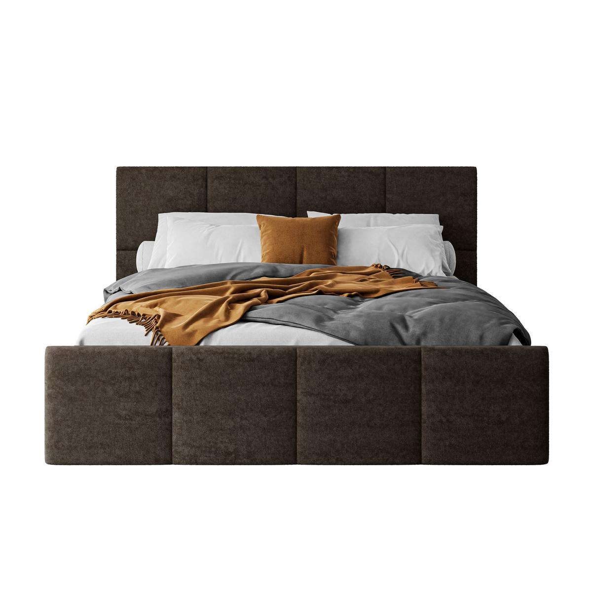 POLSTERBETT AVA 140x200 cm Boston Brown, 34 Holzlatten, Kopfteil 91 cm - Braun, Textil (140/200cm) - Lookway