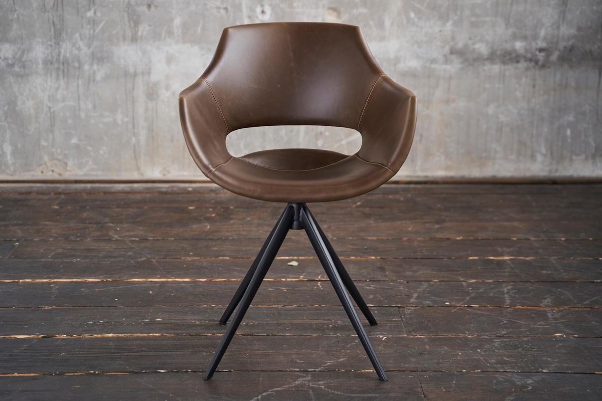 DREHSTUHL ZAJA Dunkelbraun Kunstleder Drehbar (360°) (1er-Set) - Dunkelbraun, Leder (57/85/59cm) - KAWOLA