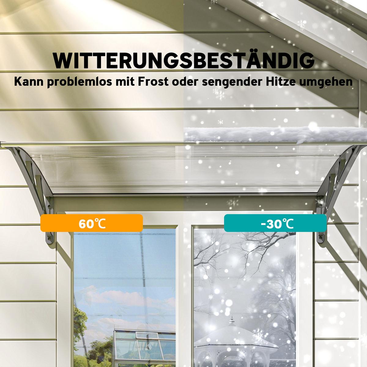 PULTVORDACH Polycarbonate Aluminium Transparent Grau - Grau, Kunststoff/Metall (60/18/110cm) - Outsunny