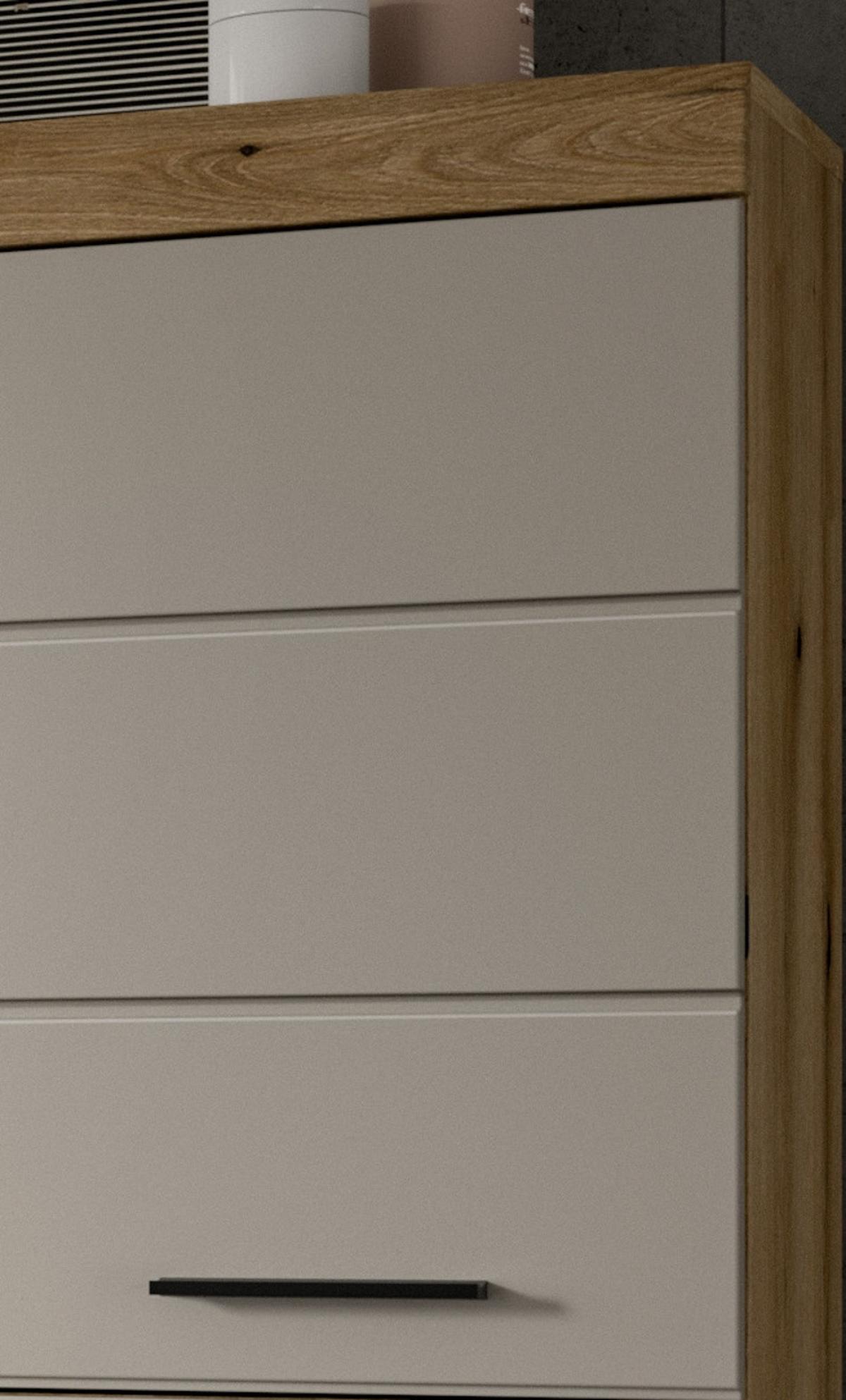 HOCHSCHRANK Sand Kaschmir, Evoke Eiche, Badschrank 74 cm, 4-türig - Sandfarben/Kaschmir, Holzwerkstoff/Kunststoff (74/191/31cm) - Inn.Furn