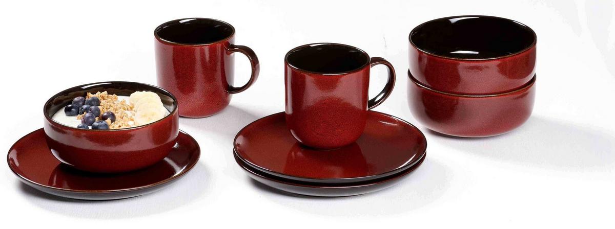 FRÜHSTÜCKS-SET Gambia rot 12-tlg. - Rot, Keramik (2/2/2cm) - Ritzenhoff Breker