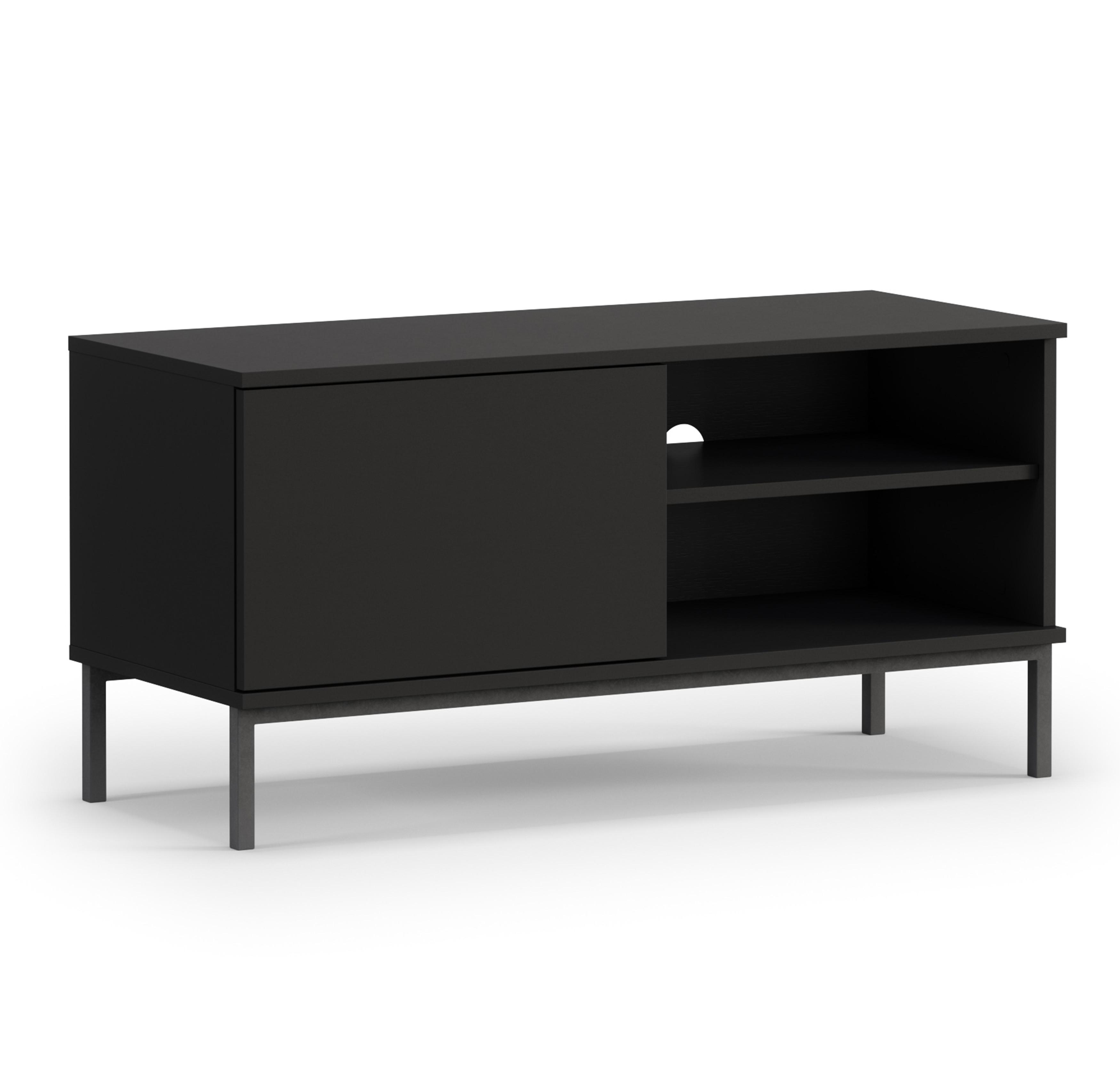 LOWBOARD Queba 1T Schwarz 100/50/41 cm – TV Tisch schwarz modern - Schwarz, Holzwerkstoff (100/50/41cm) - AX Living