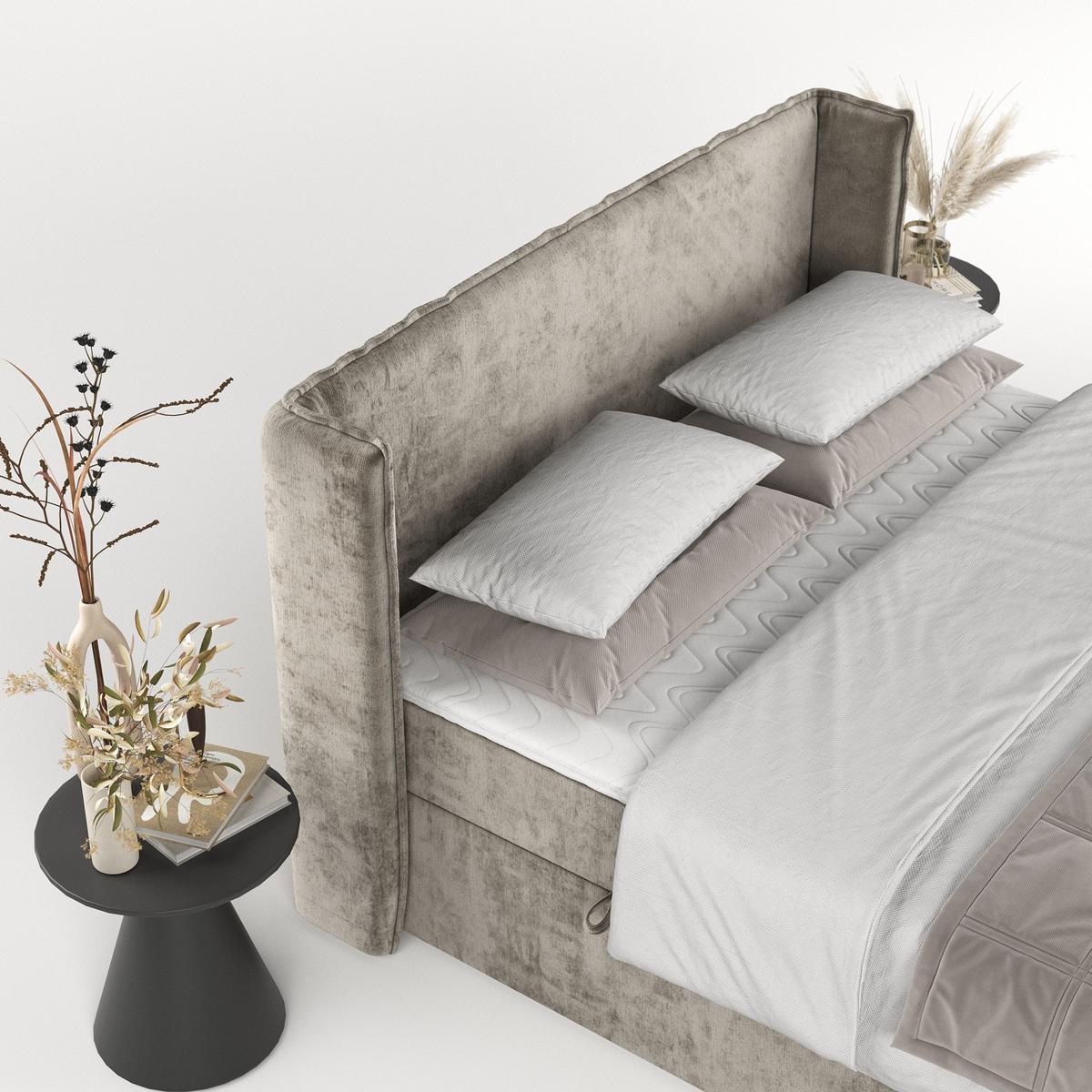 BOXBETT Viva 160/200 cm Beige im Lotta Stoff - Beige/Schwarz, Holz/Holzwerkstoff (160/200cm) - AltaBeds