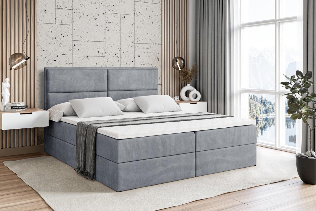BOXBETT mit Matratze H3 und Lattenrost - AURA - 180x200 Grau - Grau, Holzwerkstoff (180/200cm) - ALTDECOR