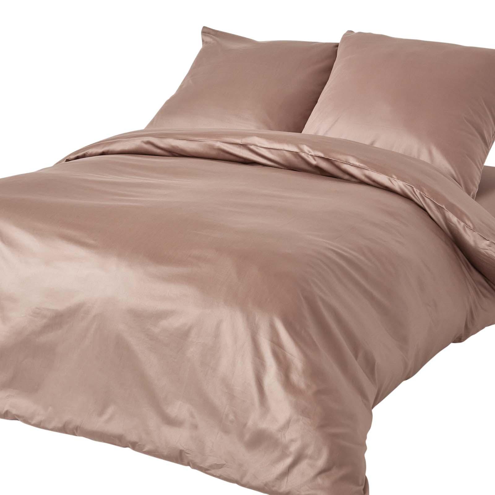 BIO-BETTWÄSCHE Satin Fadendichte 400 - Braun, Textil (150/200cm) - Homescapes