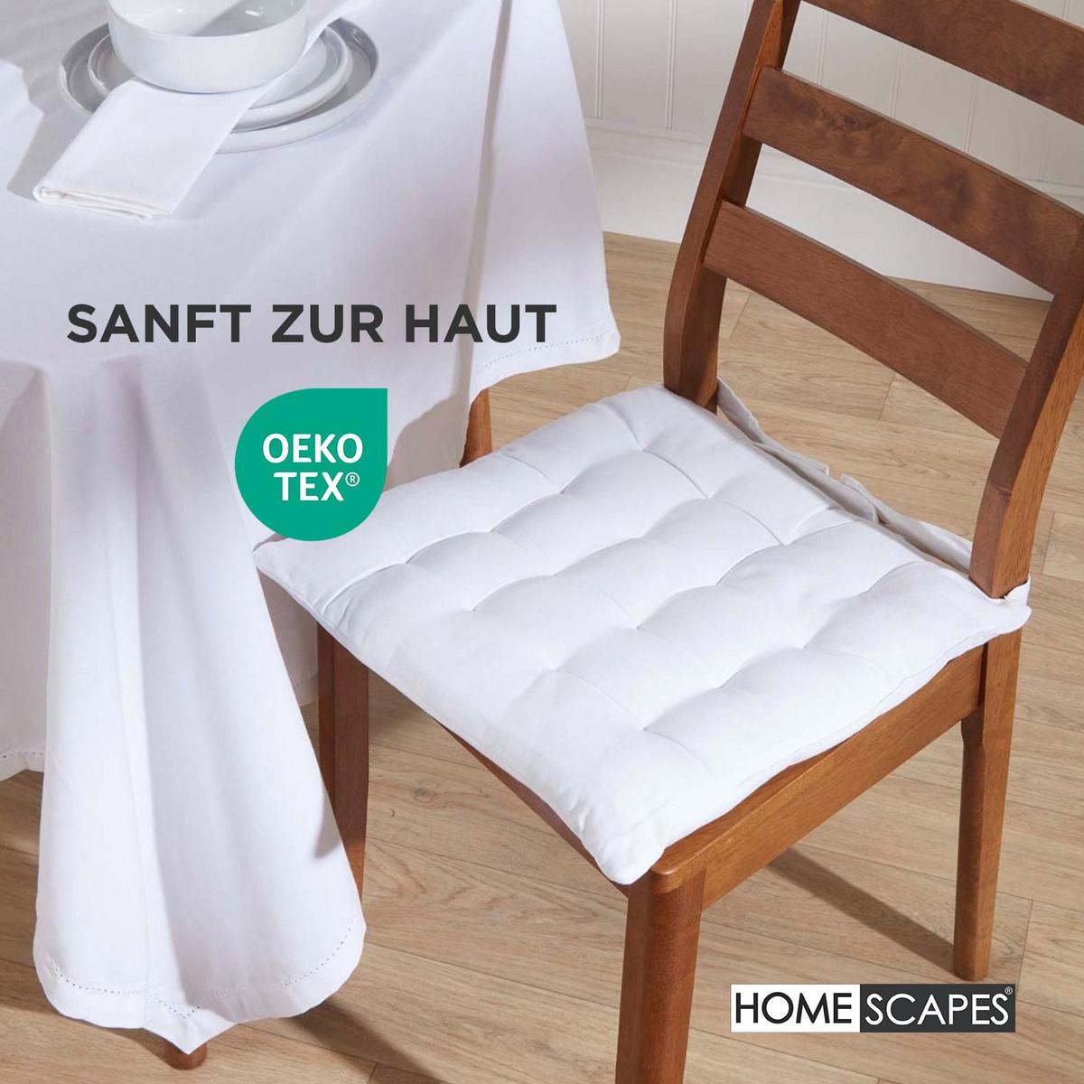 STUHLKISSEN 4er-Set weiß 40/40/6,5 cm - Weiß, Textil (40/40/6.5cm) - Homescapes