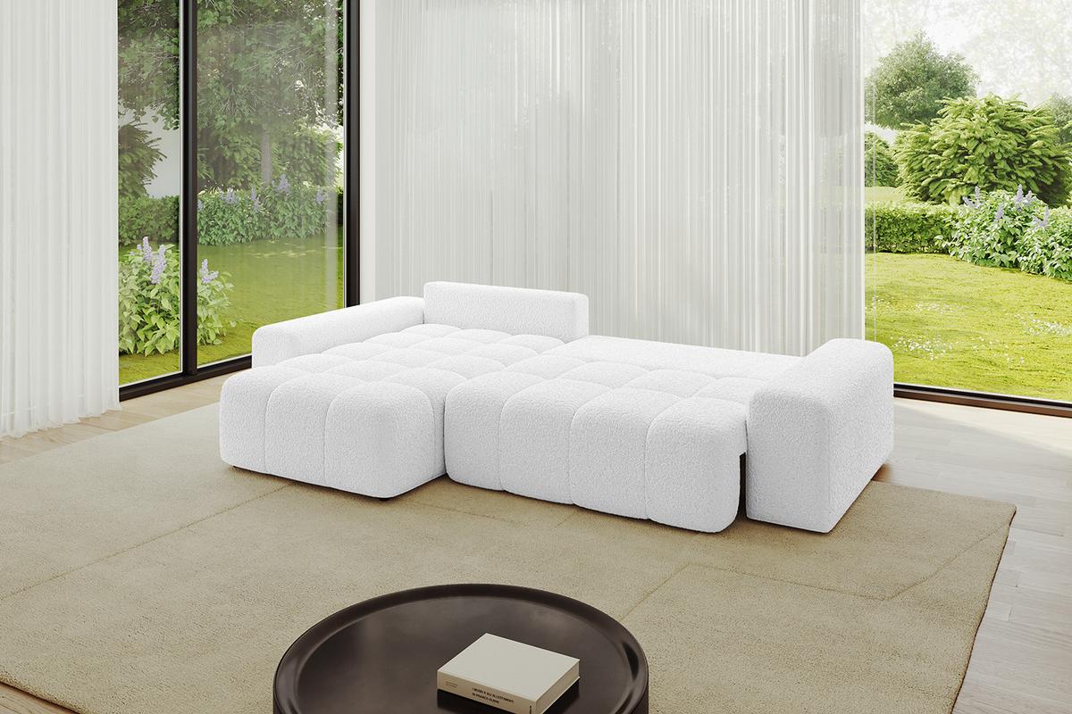 ECKSOFA Ottomane links ENIL-L 297x189x68 Weiß Bouclé - Weiß, Holzwerkstoff/Kunststoff (297/189cm) - ALTDECOR