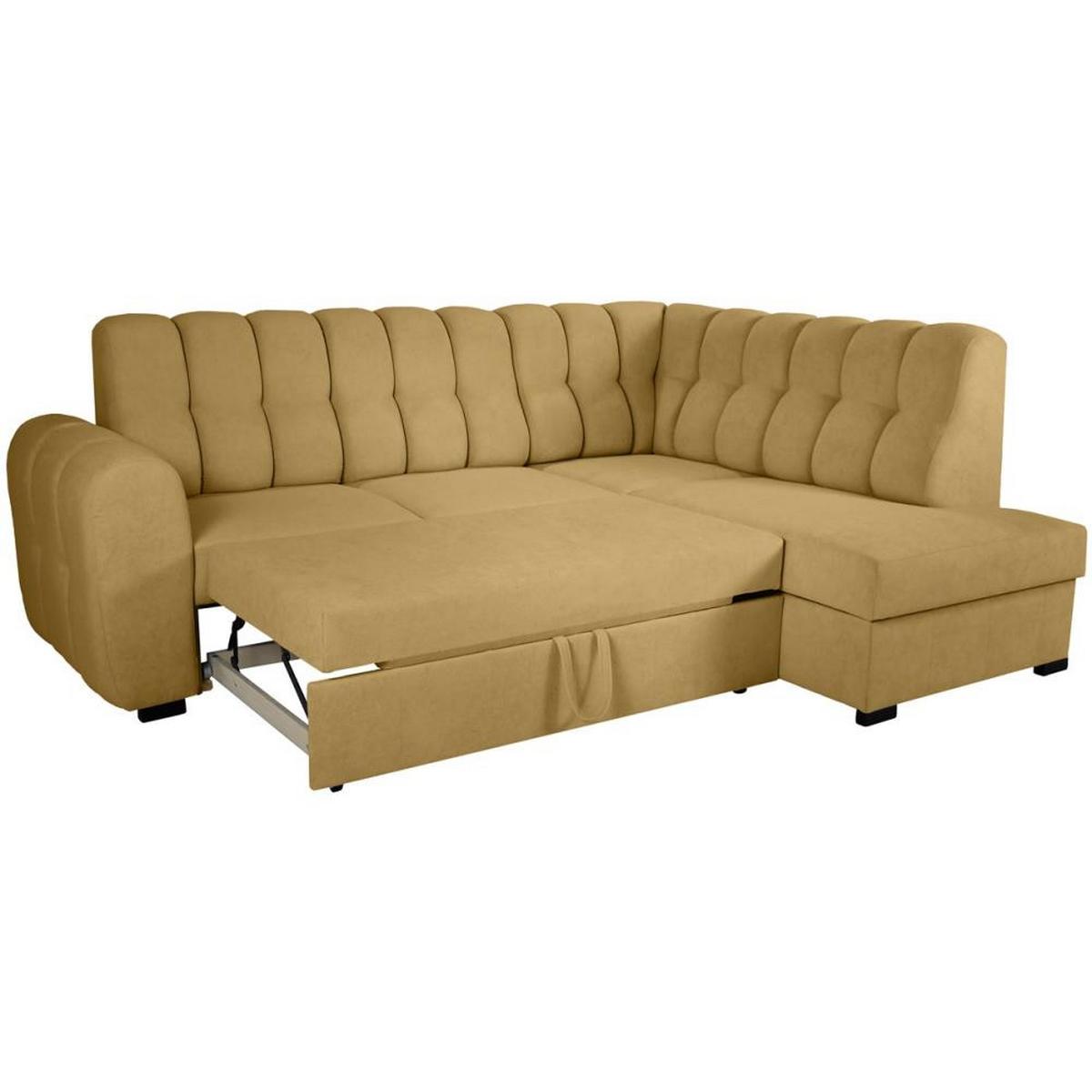 ECKSCHLAFSOFA Zoja rechts gelb - Gelb/Schwarz, Textil (261/193cm) - Beautysofa