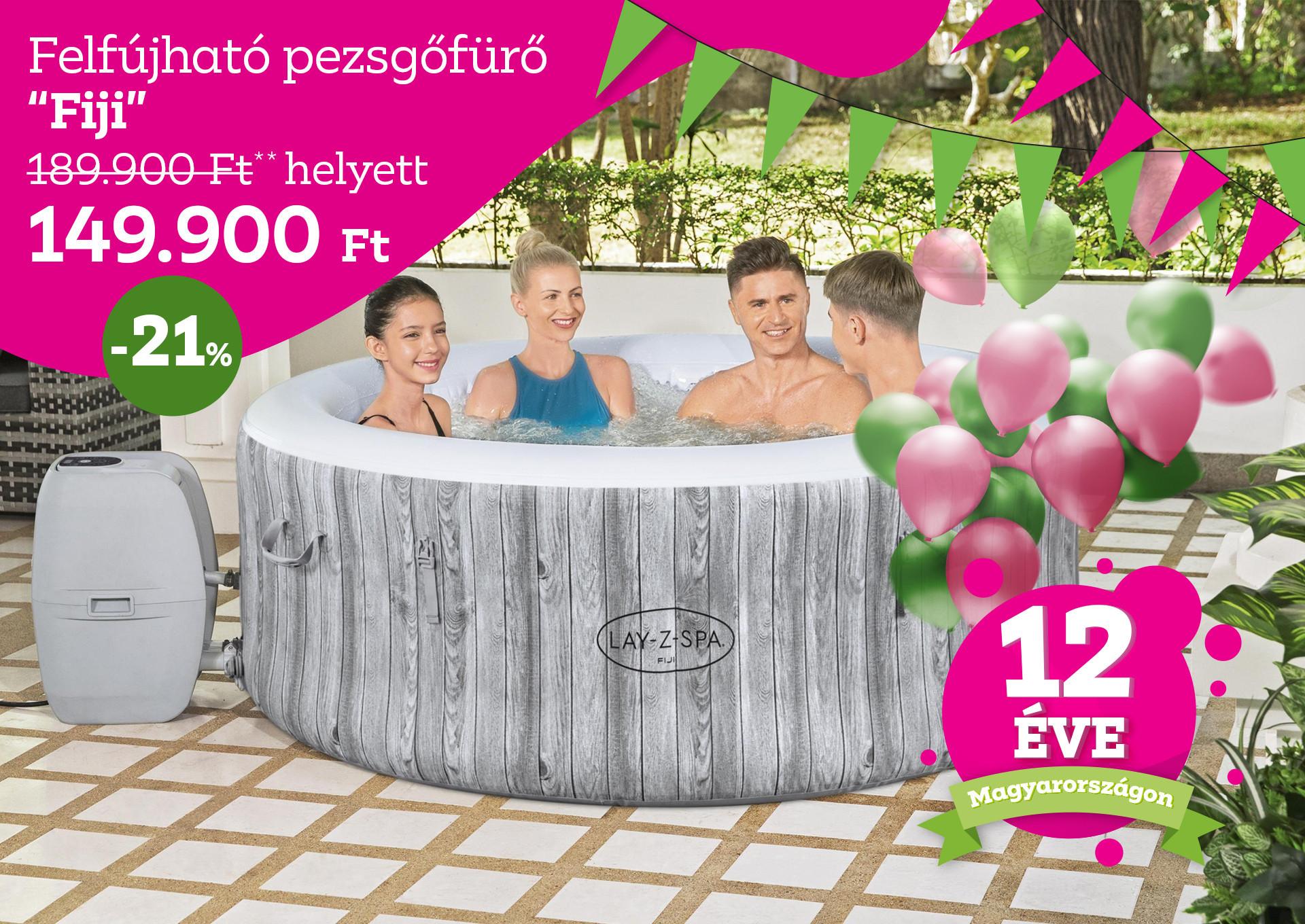 Fiji felfújható pezsgőfürdő 189.900 Ft helyett 149.900 Ft, 21% kedvezmény