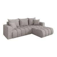 ECKSOFA mit Schlaffunktion Ottomane Rechts MILA-L-v1 277x195x86 Hellgrau Velours - Hellgrau/Schwarz, Holzwerkstoff/Kunststoff (277/194cm) - ALTDECOR