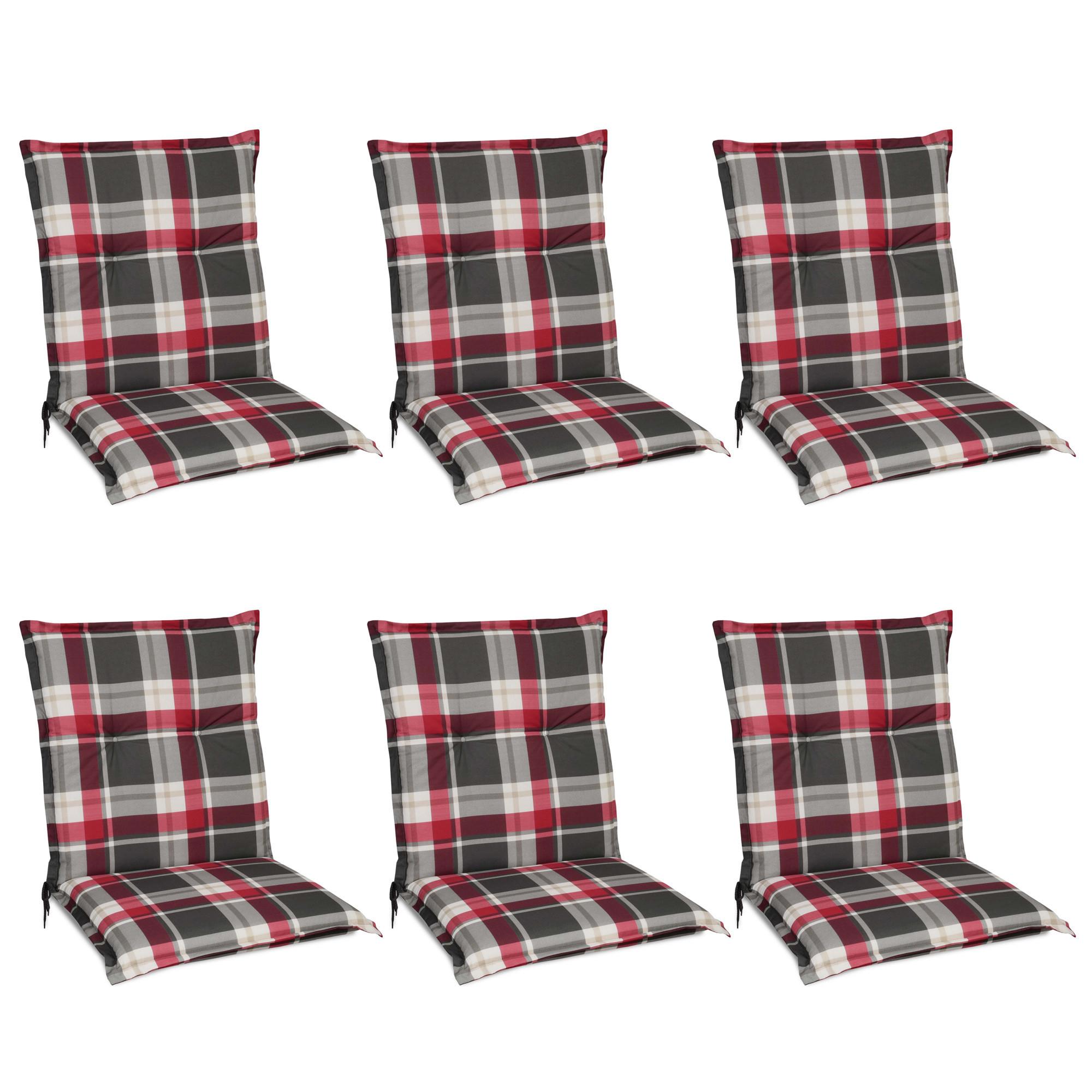 NIEDERLEHNERAUFLAGE Sunny BK 100/50/6cm Bordeaux-Kariert 6tlg - Bordeaux, Textil (50/6/100cm) - Beautissu 