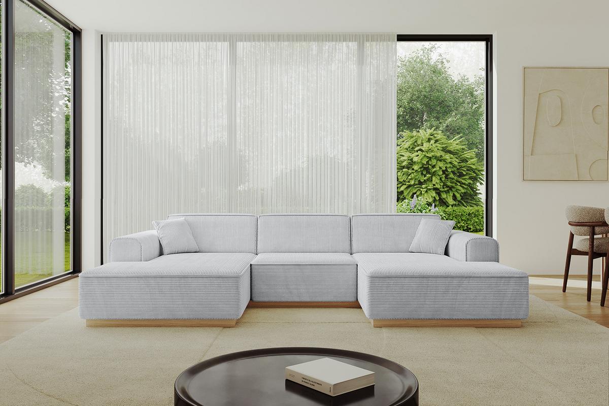 WOHNLANDSCHAFT IREA-U1-v2 - 301x165x80 cm Grau - Grau, Holzwerkstoff/Textil (301/80/165cm) - ALTDECOR