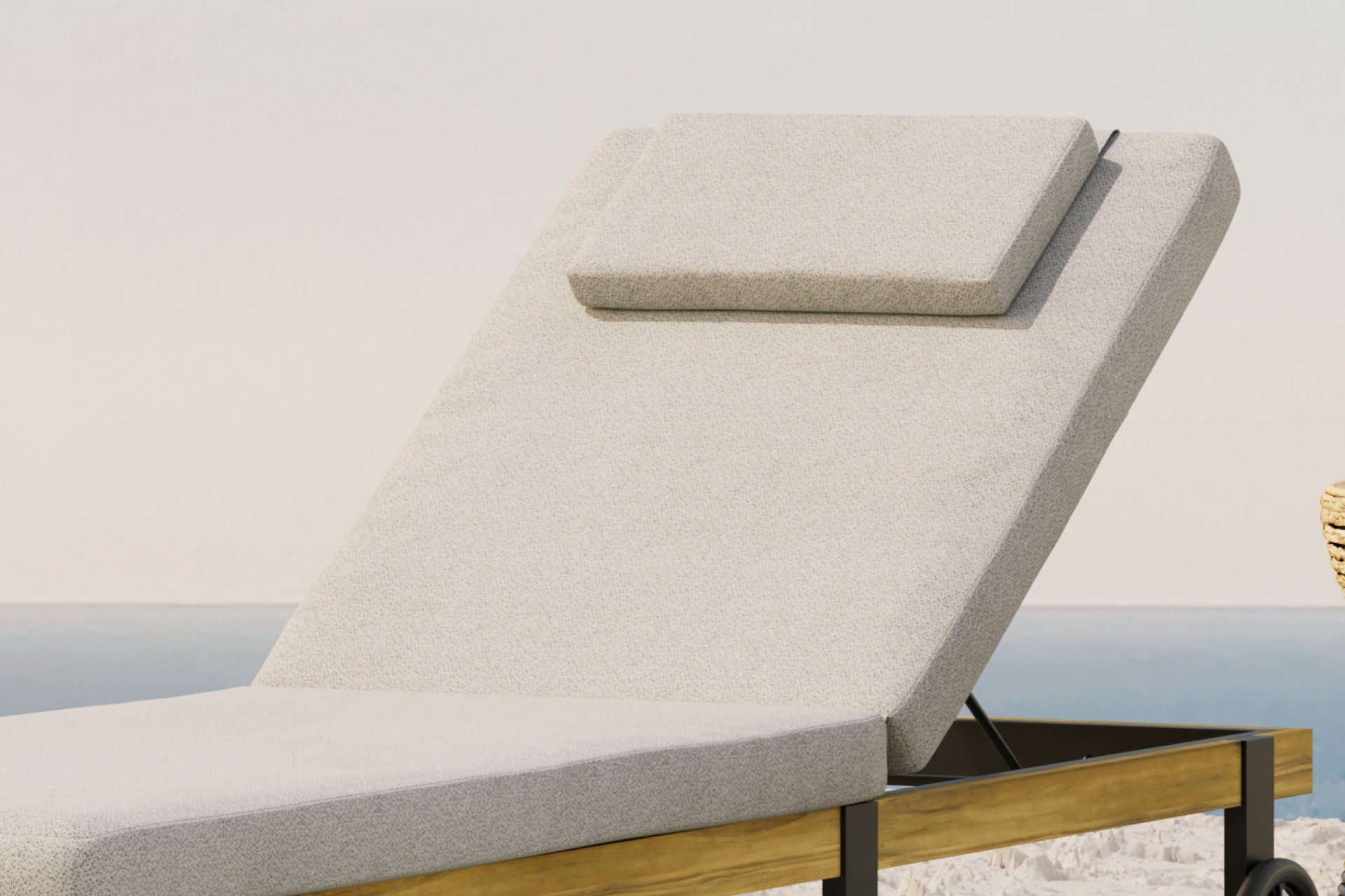 Gartenliege Creme Grau inkl. Auflage Kissen Bezug Olefin abnehmbar und waschbar imprägniert